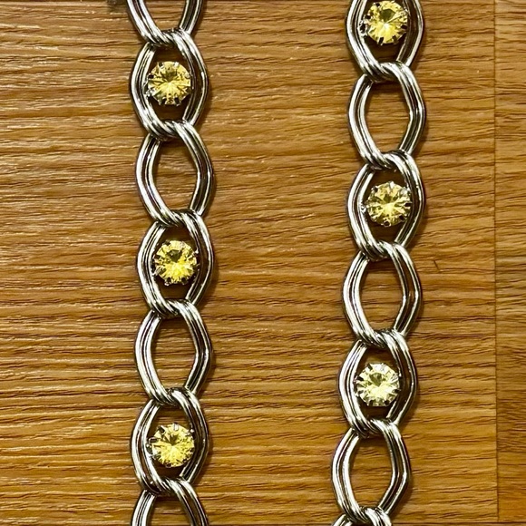 White House Black Market Chain Woman Lg belt Yellow gems Chain tassel No flaws - Picture 2 of 14